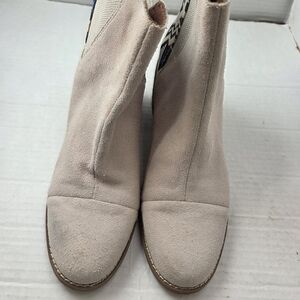 TOMS GEOMETRIC Esme Bone Beige Gray Black Ankle Chelsea Pattern Boots